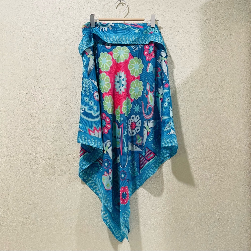 Pineda Covaline vibrant 100% silk Mexican Goddesses poncho